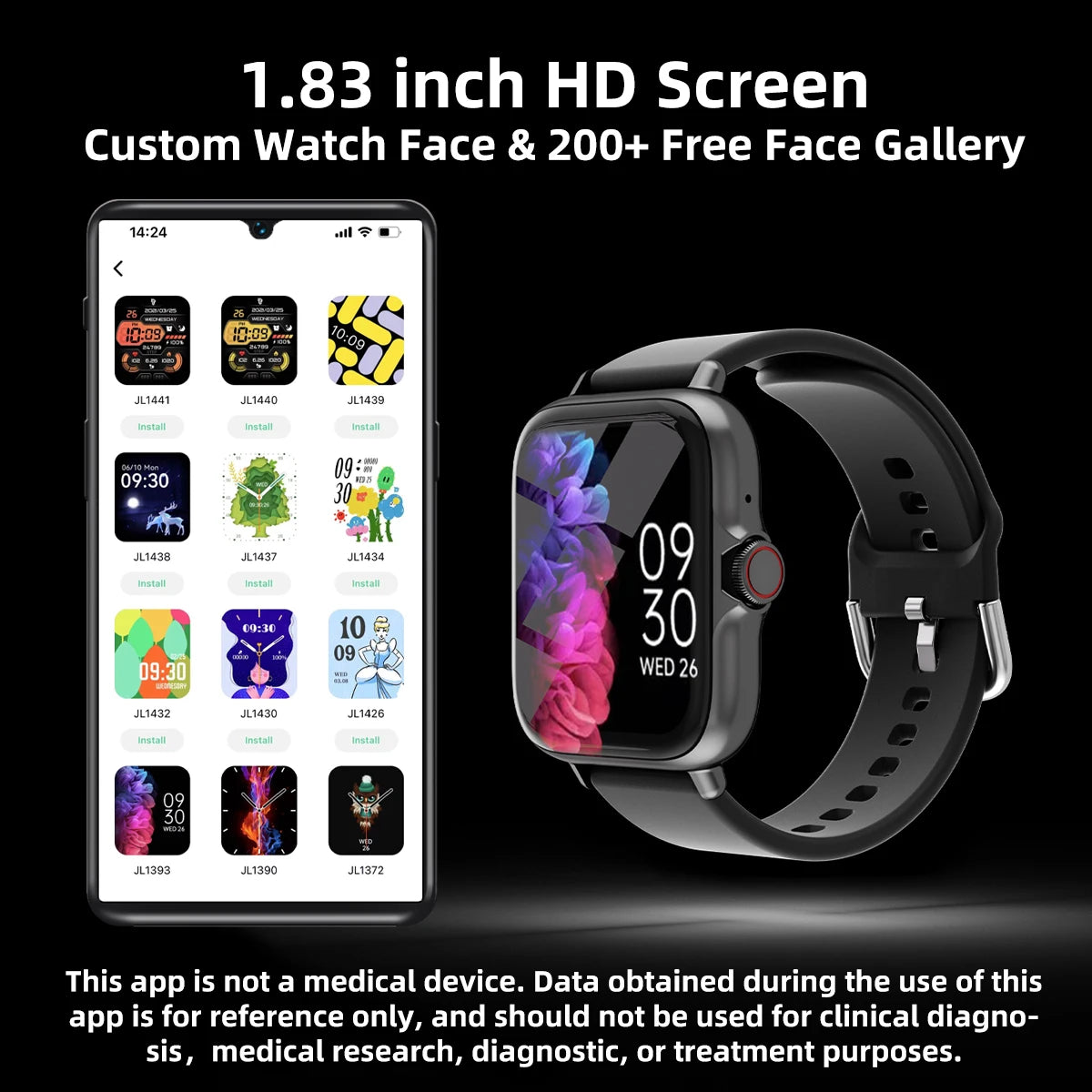 AquaSync™ 1.83” SmartWatch – Power, Style, and Control at a Glance